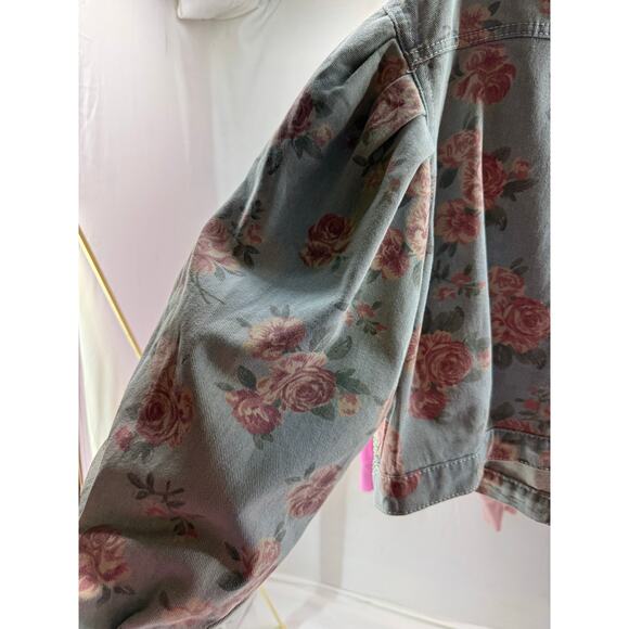 Women's Custom Bling embelished and floral denim oversized jacket XL - Picture 11 of 15